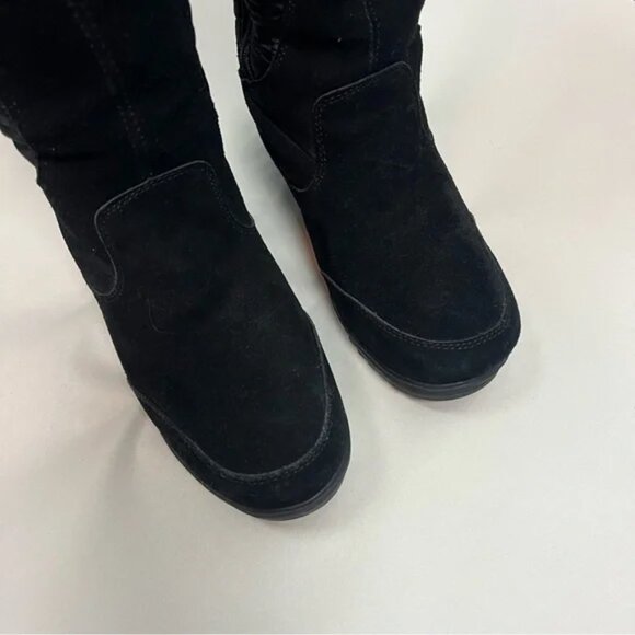 Lands' End Sophia Tall Winter Snow Boots Size 8.5 Faux Fur Suede Cold Weather - Picture 3 of 11